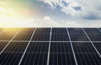sunlight falling on solar panels